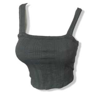 American Eagle Olive Green Crop Top XS Tank Shirt Ribbed Cropped